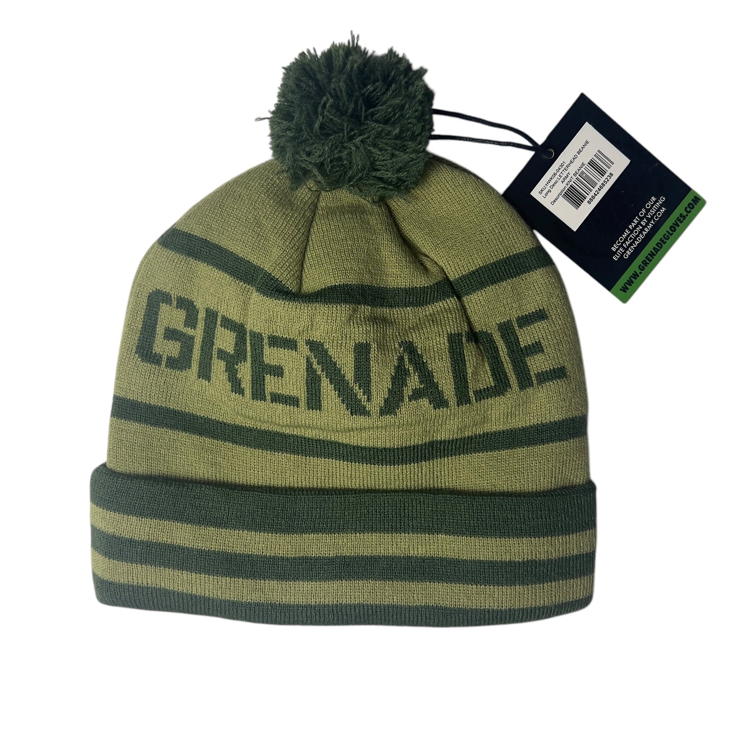 Grenade pom beanie NWT