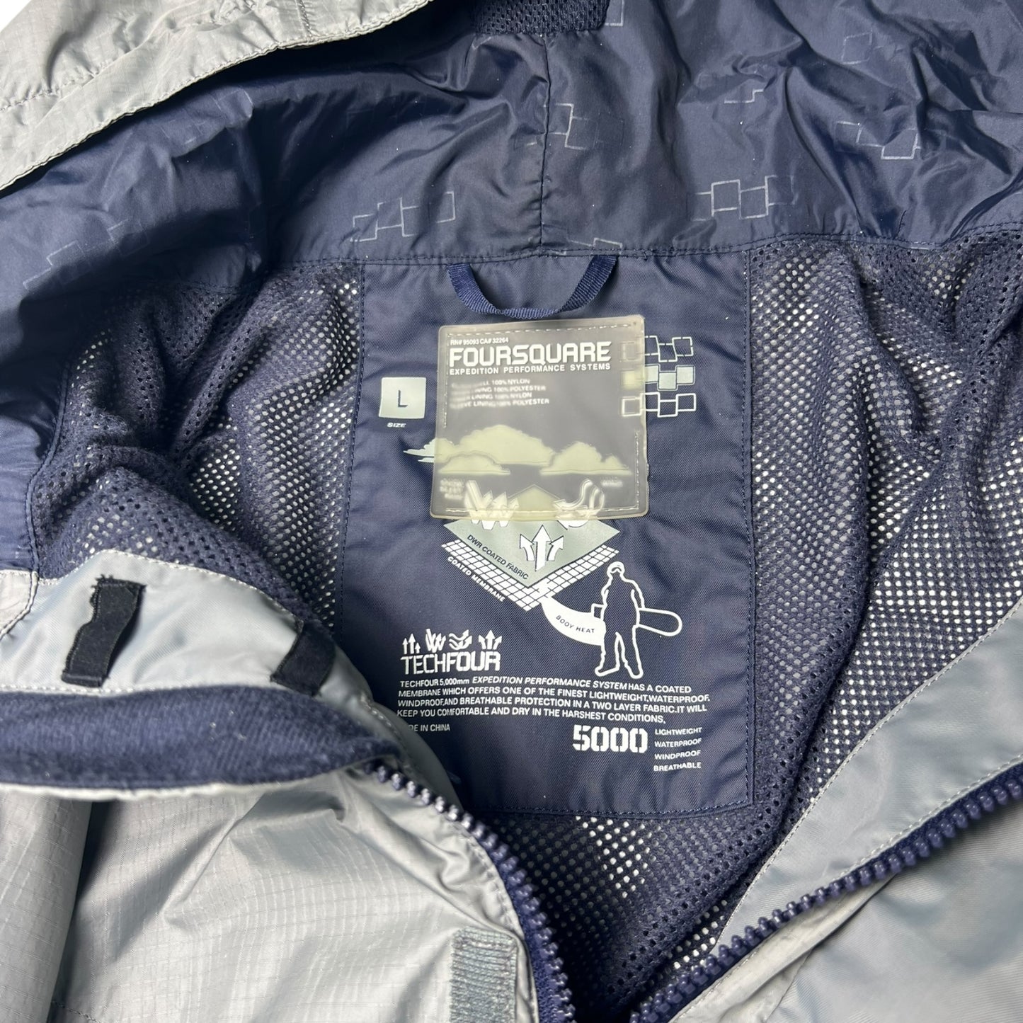 Foursquare RS Series Snowboard Jacket Ripstop Blue Grey White Men's Large