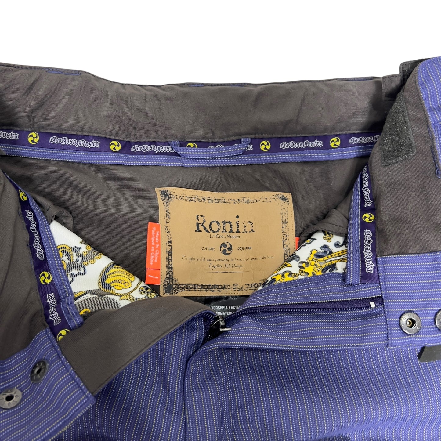 Burton Ronin Cosa Nostra Purple Pinstripe snowboard pants men’s Large