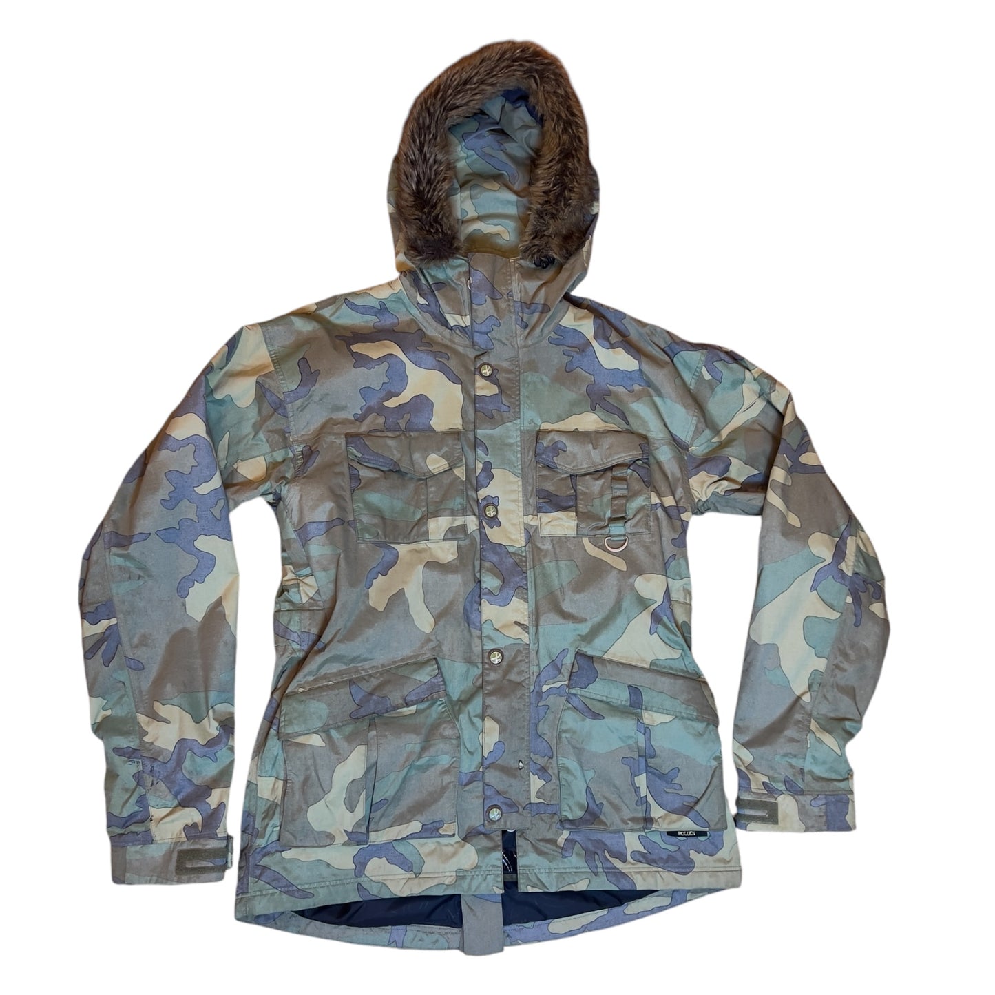 Holden reverse camo fur hood snowboard jacket men’s L