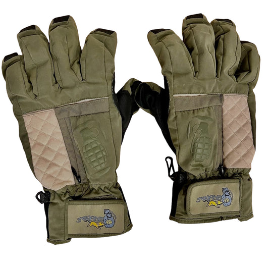 Grenade Gloves mouse cheese graphic with inner lanyard goggle wipes