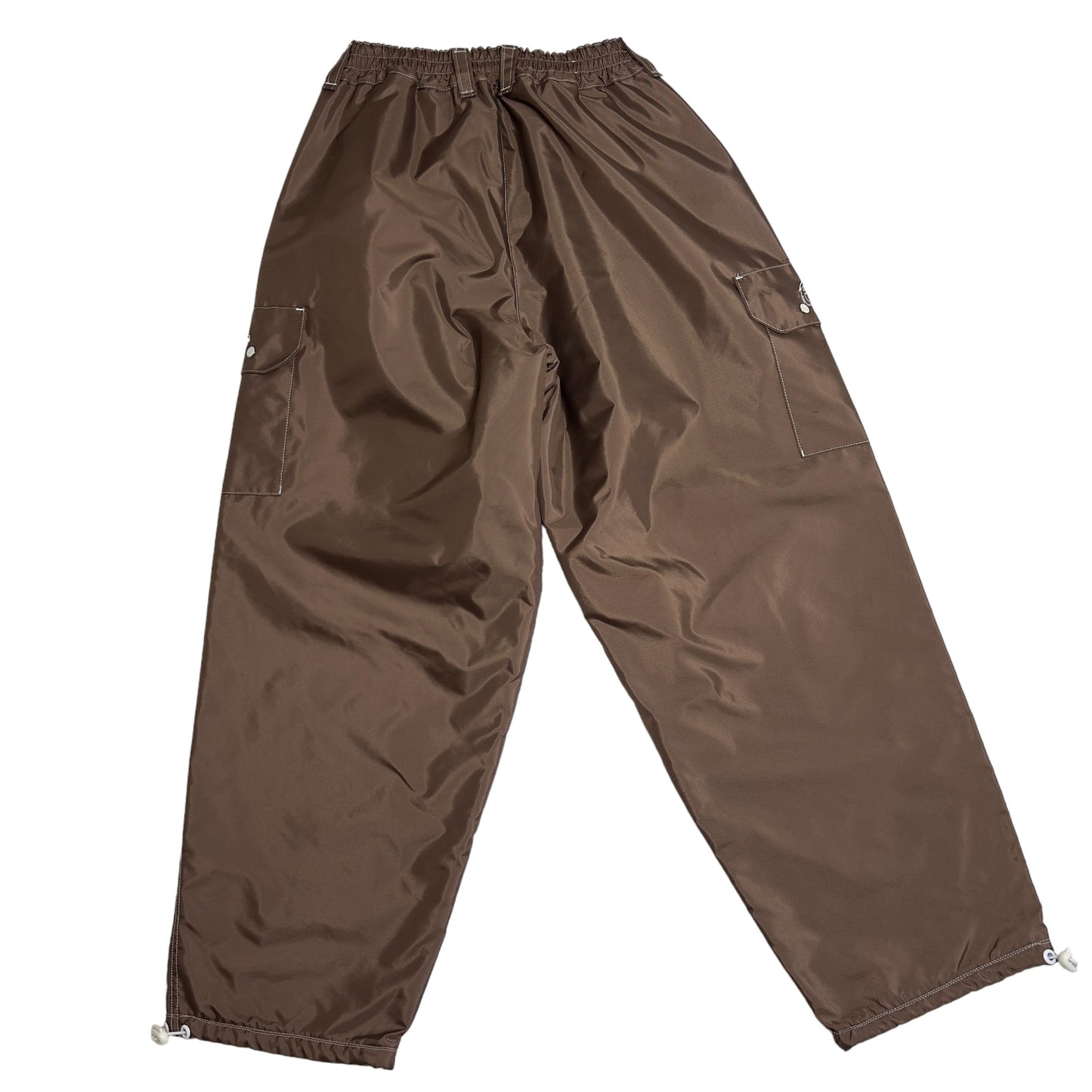 Portions Brand Hand-Made Brown Contrast Stitch Cargo Snowboard Pants Men's Large